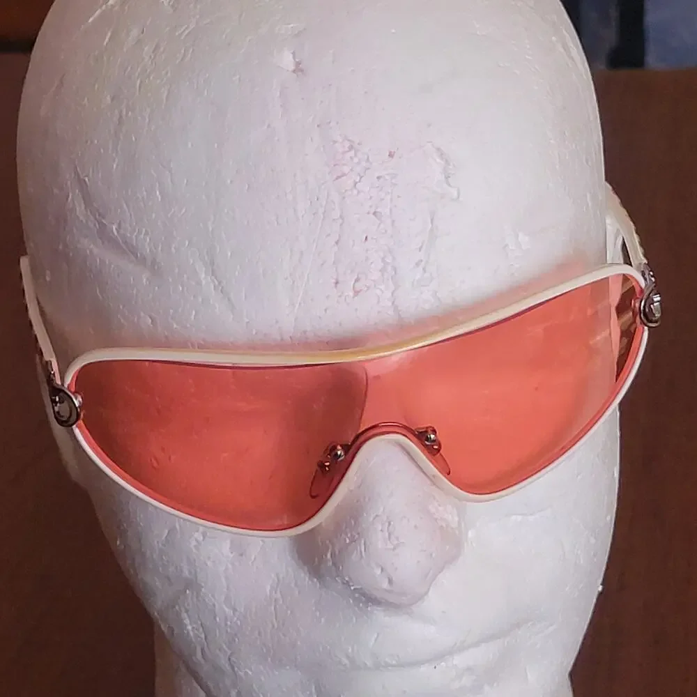 Salvatore Ferragamo shield sunglasses 2042 330/84 130 white frame orange lenses.
